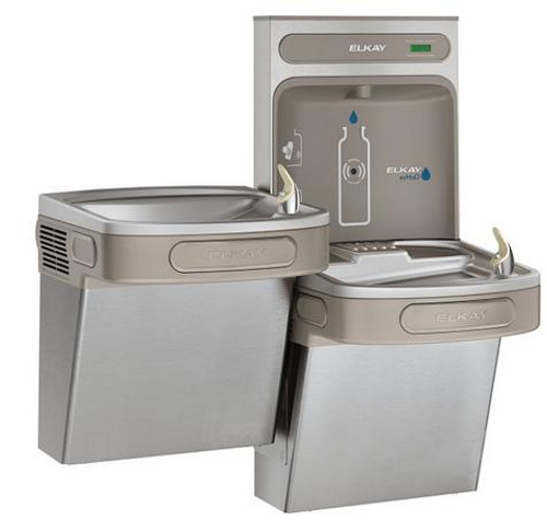 Elkay EZSTLDDWSSK EZH2O Bottle Filling Station, Versatile Wall Mount Bi-Level EZ Cooler, Drinking Fountain, ADA, Stainless Steel, (Non-Refrigerated)