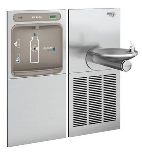 Elkay EZWS-SFGRN8K EZH2O Bottle Filling Station with High-Efficiency ECH8GRN Chiller and SwirlFlo GRN Drinking Fountain, GreenSpec Listed, 8.0 GPH, ADA, Refrigerated