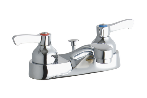 Elkay LK403L2 Commercial Lavatory Faucet, Twin Handle, 4" Centerset, Exposed Deck, Integral Spout with Pop-Up, 2" Lever Handle, ADA