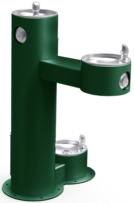 Elkay LK4420DB Outdoor Drinking Fountain with Pet Fountain, Bi-Level, Pedestal, ADA, (Non-Refrigerated)