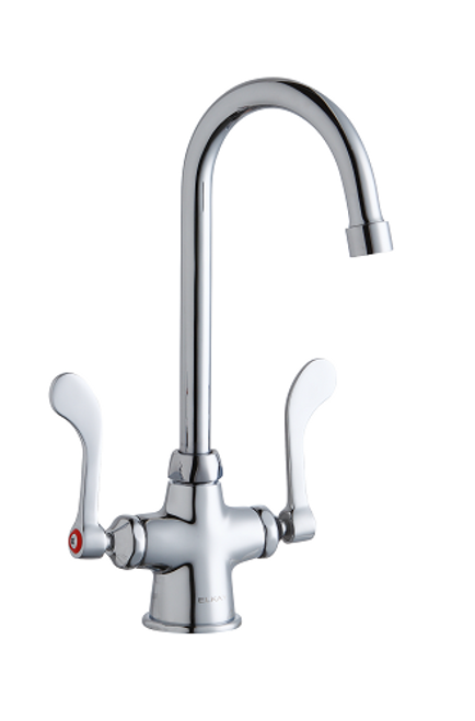 Elkay LK500GN05T4 Commercial Faucet, Single Hole with Concealed Deck, 5" Gooseneck Spout, 4" Wristblade Handle, ADA