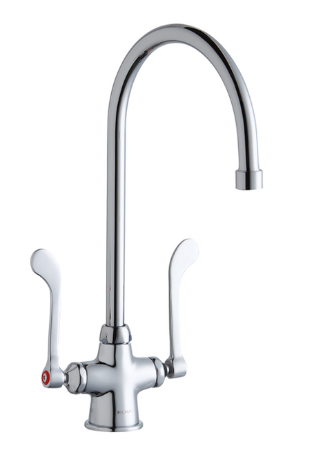 Elkay LK500GN08T6 Commercial Faucet, Single Hole with Concealed Deck, 8" Gooseneck Spout, 6" Wristblade Handle, ADA