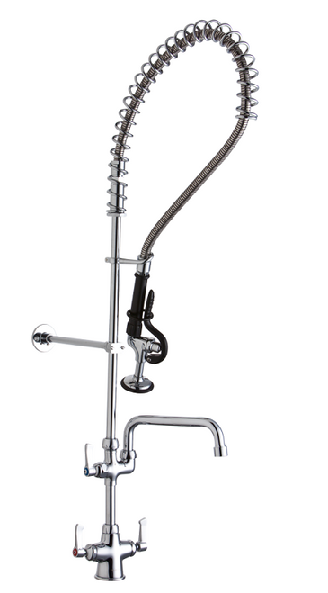 Elkay LK543AF14LC Pre-Rinse Commercial Faucet, Low Flow (1.2 GPM), Food Service, Concealed Deck, 14" Spout, 2" Lever Handle, Top Mounted