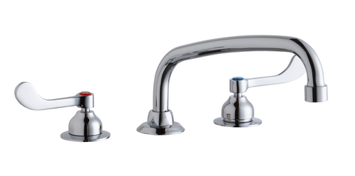 Elkay LK800AT10T4 Commercial Faucet, Scrub and Hand Wash, 8" Centerset with Concealed Deck, 10" Arc Tube Spout, 4" Wristblade Handle, ADA