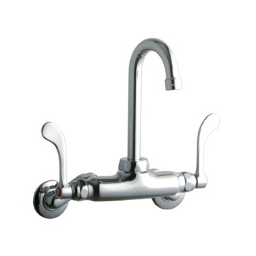 Elkay LK945GN04T4T Commercial Faucet, Food Service, 4" Gooseneck Spout, 4" Wristblade Handle, Adjustable Center, Wall Mounted, ADA