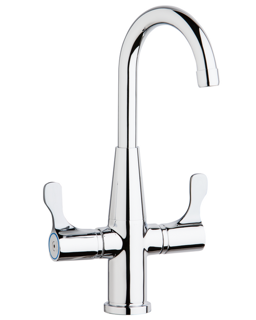 Elkay LKD2223C Dual Handle Faucet, 5" Swing Gooseneck Spout, 4" Blade Handles, Chrome Plated, ADA