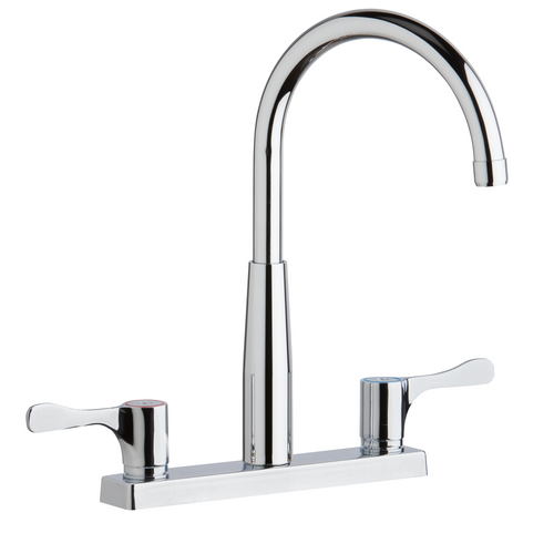Elkay LKD2423BHC Dual Handle Kitchen Faucet, 8" Centerset with Exposed Deck, 7" Gooseneck Swing Spout, 4" Blade Handles, Chrome, ADA
