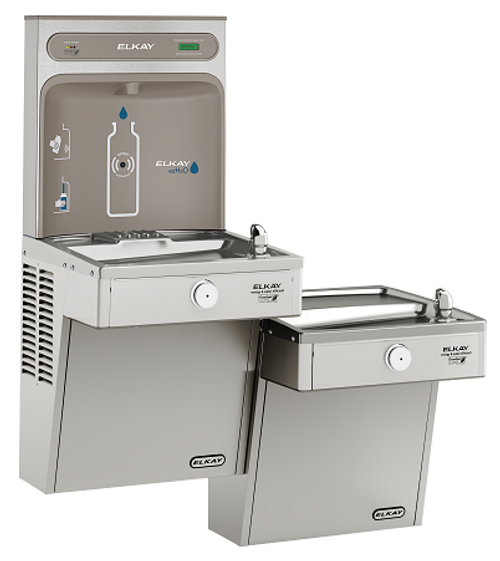 Elkay LVRCGRNTL8WSK EZH2O Bottle Filling Station with High-Efficiency Refrigerated Drinking Fountain, Bi-Level, Filtered, Vandal-Resistant Bubbler, 8.0 GPH, ADA, GreenSpec Listed