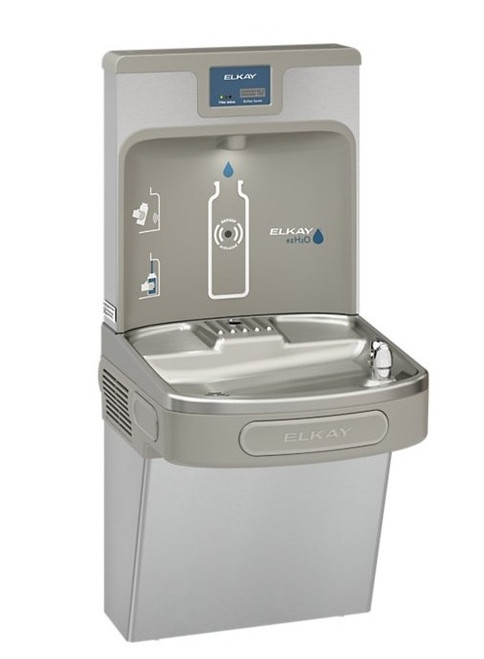 Elkay LZS8WSVRSK ezH2O Bottle Filling Station with Single Filtered LZ Refrigerated Drinking Fountain, Vandal-Resistant Bubbler, 8.0 GPH, ADA, Stainless Steel