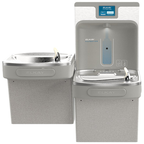 Elkay LZSTL8WSLP Enhanced ezH2O Bottle Filling Station and Versatile Bi-Level ADA Cooler, Filtered, 8 GPH, Light Gray