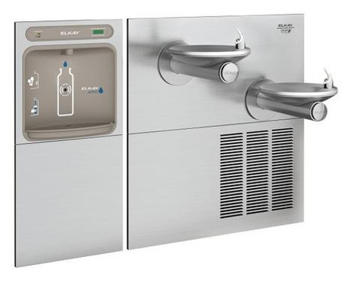 Elkay LZWS-SFGRN28K EZH2O Bottle Filling Station with High-Efficiency ECH8GRN Chiller and SwirlFlo GRN Drinking Fountain, Filtered, Bi-Level, GreenSpec Listed, 8.0 GPH, ADA, Refrigerated