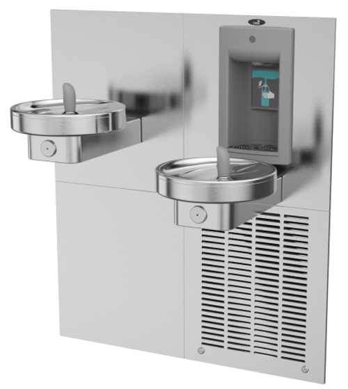 Oasis M8CRSBF RADII Universal Bi-Level Modular Refrigerated Drinking Fountain with Integrated Sports Bottle Filler, VersaFiller with Mechanical Activation, ADA Compliant, 8 GPH, Green Filtration