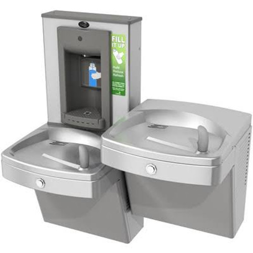 Oasis PV8SBFSL VersaFiller Bottle Filler Water Cooler Refrigerated Drinking Fountain Combo, Split Level, Vandal Resistant, ADA, 8 GPH, Stainless Steel (NEW ENERGY EFFICIENT PGV8SBFSL WILL BE SHIPPED)