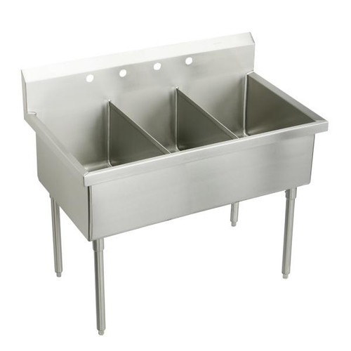 Elkay WNSF83454 Weldbilt Scullery Sink, Triple Compartment, 48" W x 27 1/2" H