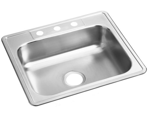 Elkay D12522 Dayton Stainless Steel 25" x 22" x 6-9/16", Single Bowl Drop-in Sink