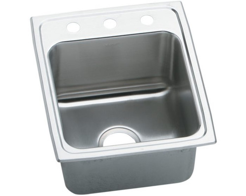 Elkay DLRQ1722100 Lustertone Classic Stainless Steel 17" x 22" x 10-1/8", 0-Hole Single Bowl Drop-in Sink with Quick-clip, No Faucet Holes