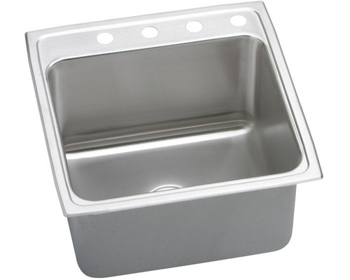 Elkay DLRQ2222122 Lustertone Classic Stainless Steel 22" x 22" x 12-1/8", 2-Hole Single Bowl Drop-in Sink with Quick-clip