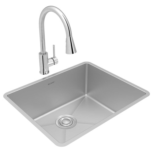 Elkay ECTRU21179TFCC Crosstown 18 Gauge Stainless Steel 22-1/2" x 18-1/2" x 9", Single Bowl Undermount Sink and Faucet Kit with Drain