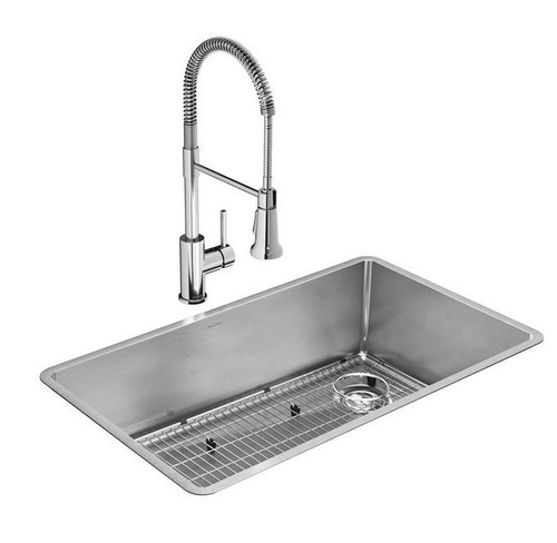 Elkay ECTRU30179RTFC Crosstown 18 Gauge Stainless Steel 31-1/2" x 18-1/2" x 9", Single Bowl Undermount Sink Kit with Faucet