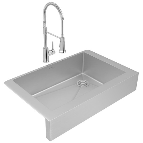 Elkay ECTRUF30179RFCC Crosstown 18 Gauge Stainless Steel 35-7/8" x 20-1/4" x 9", Single Bowl Farmhouse Sink and Faucet Kit with Drain