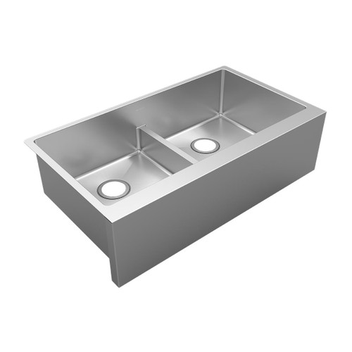 Elkay EFRUFFA3417 Crosstown 16 Gauge Stainless Steel 35-7/8" x 20-1/4" x 9" Equal Double Bowl Tall Farmhouse Sink with Aqua Divide