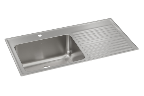 Elkay ILGR4322L0 Lustertone Classic Stainless Steel 43" x 22" x 10", 0-Hole Single Bowl Drop-in Sink with Drainboard, No Faucet Holes