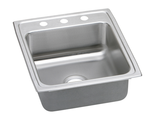 Elkay LRADQ2022 Lustertone Classic Stainless Steel 19-1/2" x 22", Single Bowl Drop-in ADA Sink with Quick-clip, Depth Varies