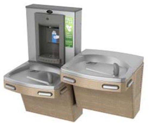 Oasis PGSBFSL SAN Drinking Fountain with Mechanical Activation Sports Bottle Filler, Green Energy Efficient, Bi-Level, ADA, Non-Filtered, Non-Refrigerated, Sandstone