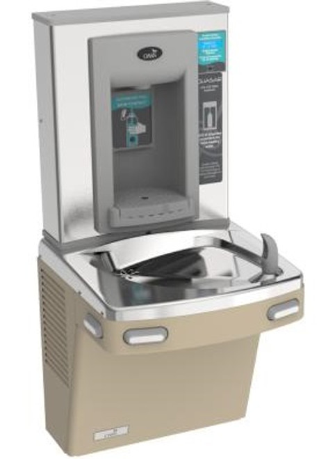 Oasis PG8EBQ SAN Versacooler II Energy Efficient Water Cooler, Refrigerated Drinking Fountain and Bottle Filler, QUASAR UVC-LED VersaFiller with Hands Free Activation, Non-Filtered, Sandstone