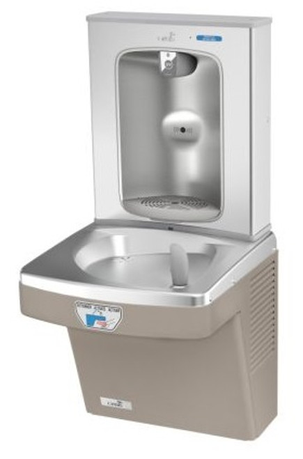 Oasis PGEBQT SSA SAN Contactless Versacooler II Drinking Fountain, QUASAR UVC-LED VersaFiller Stainless Steel Alcove with Hands Free Activation, Non-Filtered, Non-Refrigerated, Sandstone