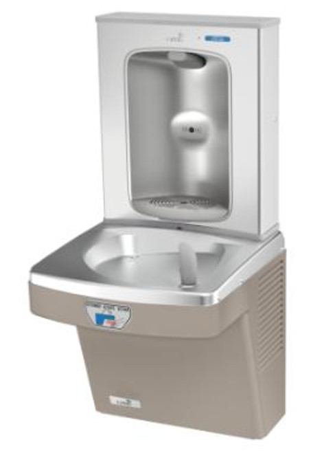 Oasis PG8EBFT SSA SAN Contactless Refrigerated Drinking Fountain with Stainless Steel Alcove Electronic Bottle Filler, Sensor Activated, Touch Free, 8 GPH, Non-Filtered, Sandstone