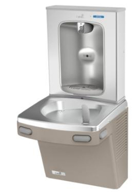 Oasis PG8EBQ SSA SAN Versacooler II Water Cooler, Refrigerated Drinking Fountain with QUASAR UVC-LED VersaFiller Stainless Steel Alcove Bottle Filler with Hands Free Activation, Non-Filtered, Sandstone