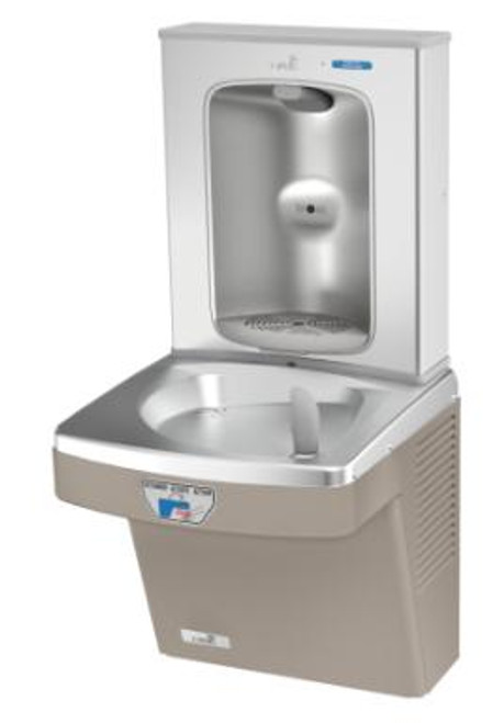 Oasis PG8FEBFT SSA SAN Contactless Refrigerated Drinking Fountain with Filtered Electronic Bottle Filler Stainless Steel Alcove, Sensor Activated, Touch Free, Sandstone