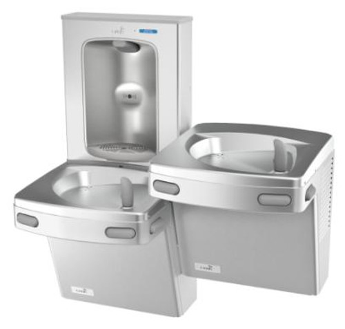 Oasis PGFEBFSL SSA Versacooler II Drinking Fountain, Filtered Electronic Bottle Filler VersaFiller Stainless Steel Alcove with Hands Free Activation, Bi-Level, Non-Refrigerated, Greystone