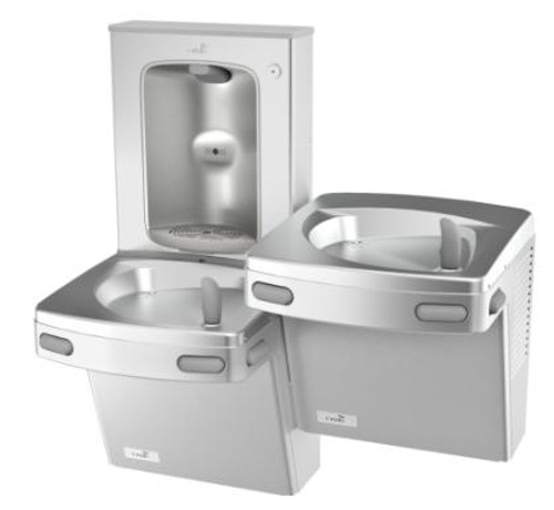 Oasis PGSBFSL SSA STN Bi-Level VersaCooler II Drinking Fountain with Mechanical Sports Bottle Filler, Stainless Steel Alcove, Non-Filtered, Non-Refrigerated, Stainless Steel