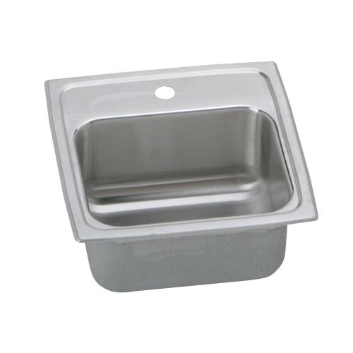 Elkay BLRQ15601 Lustertone Classic Stainless Steel 15" x 15" x 6-1/8", 1-Hole Single Bowl Drop-in Bar Sink with Quick-clip