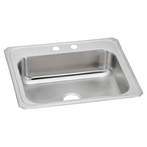 Elkay CR25212 Celebrity Stainless Steel, 25" x 21-1/4" x 6-7/8", 2-Hole Single Bowl Drop-in Sink