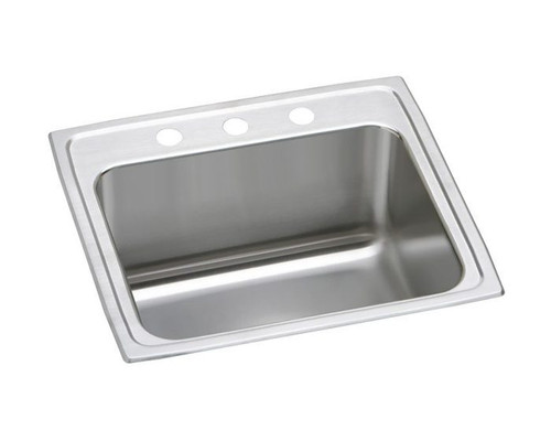 Elkay DLR252110PD1 Lustertone Classic Stainless Steel 25" x 21-1/4" x 10-1/8", 1-Hole Single Bowl Drop-in Sink with Perfect Drain