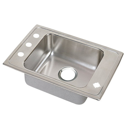 Elkay DRKADQ2517402LM Lustertone Classic Stainless Steel 25" x 17" x 4", 2LM-Hole Single Bowl Drop-in Classroom ADA Sink with Quick-clip