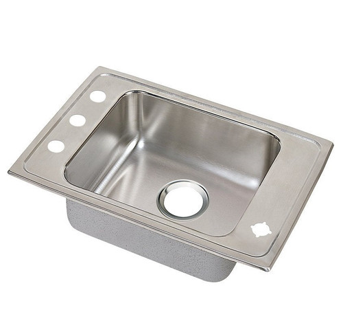 Elkay DRKADQ2517554 Lustertone Classic Stainless Steel 25" x 17" x 5-1/2", 4-Hole Single Bowl Drop-in Classroom ADA Sink with Quick-clip