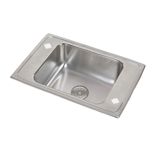 Elkay DRKR2517PD2 Lustertone Classic Stainless Steel 25" x 17" x 7-5/8", 2-Hole Single Drop-in Classroom Sink with Perfect Drain Grid