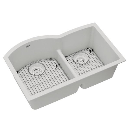 Elkay ELGHU3322RWH0 Quartz Double Bowl Undermount Sink