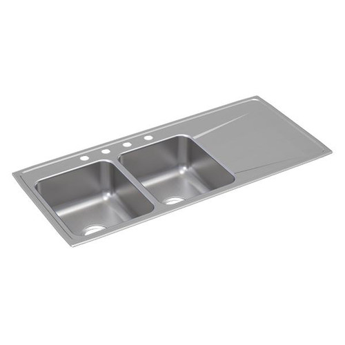 Elkay ILR4822L0 Lustertone Equal Double Bowl Sink Drainboard