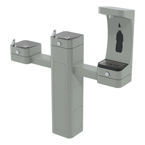 Haws 3612FBFA ADA Outdoor Stainless Steel Bottle Filler and Dual Fountain, Filtered, Non-Refrigerated