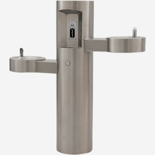 Murdock GYQ84-MO Bi-Level Outdoor Drinking Fountain with Pushbutton Operated Water Bottle Filling Station, ADA, Stainless Steel, Non-refrigerated