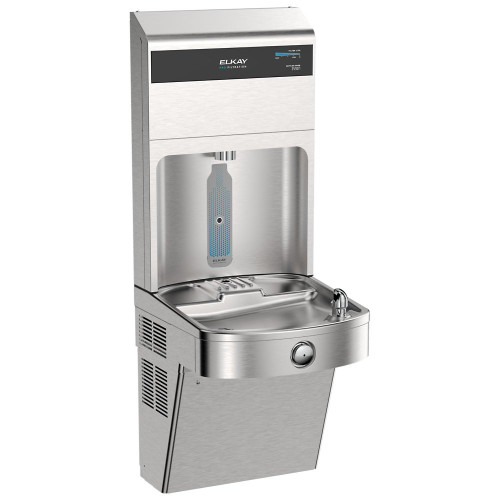 Elkay LVRC8WSPRO-UV Pro Filtration Vandal-Resistant Connected Bottle Filling Station and Single ADA Cooler, Refrigerated, Ultra-Capacity Lead + UV Protection, Stainless Steel