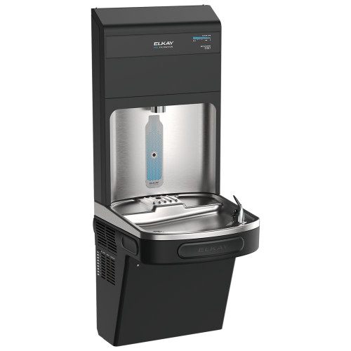 Elkay LZS8WSBPRO-2FL10 Pro Filtration Connected Bottle Filling Station and Single ADA Cooler, Refrigerated, Double Ultra-Capacity Lead Reduction, Black Stainless