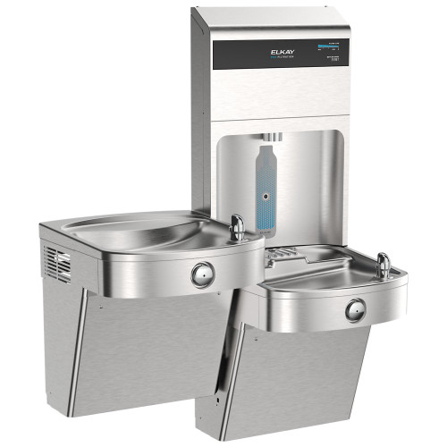 Elkay LVRCTL8WSPRO-2FLP4 Pro Filtration Vandal Resistant Connected Bottle Filling Station and Bi-Level ADA Cooler, Refrigerated, Double Total PFAS + Lead Reduction, Stainless Steel