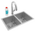 Elkay EFRU311810TFLC Crosstown 16 Gauge Stainless Steel, 30-3/4" x 18-1/2" x 10" Equal Double Bowl Undermount Sink Kit with Filtered Faucet