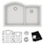 Elkay ELGHU3322RWH0C Quartz Classic 33" x 22" x 10", Offset 60/40 Double Bowl Undermount Sink Kit with Aqua Divide White